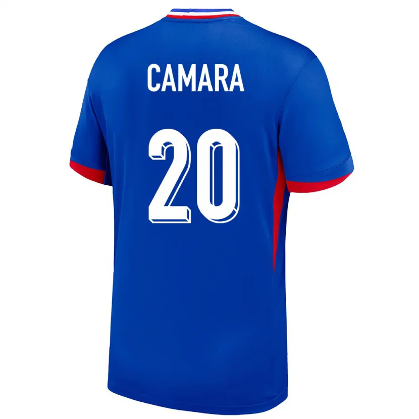 Danxen Mænd Frankrig Ousmane Camara #20 Blå Hjemmebane Spillertrøjer 24-26 Trøje T-Shirt