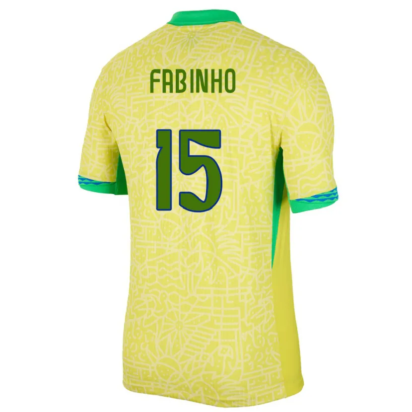 Danxen Mænd Brasilien Fabinho #15 Gul Hjemmebane Spillertrøjer 24-26 Trøje T-Shirt