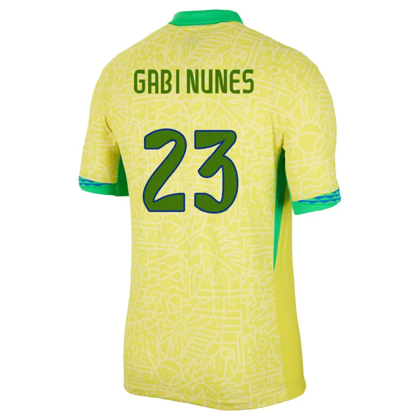 Danxen Mænd Brasilien Gabi Nunes #23 Gul Hjemmebane Spillertrøjer 24-26 Trøje T-Shirt