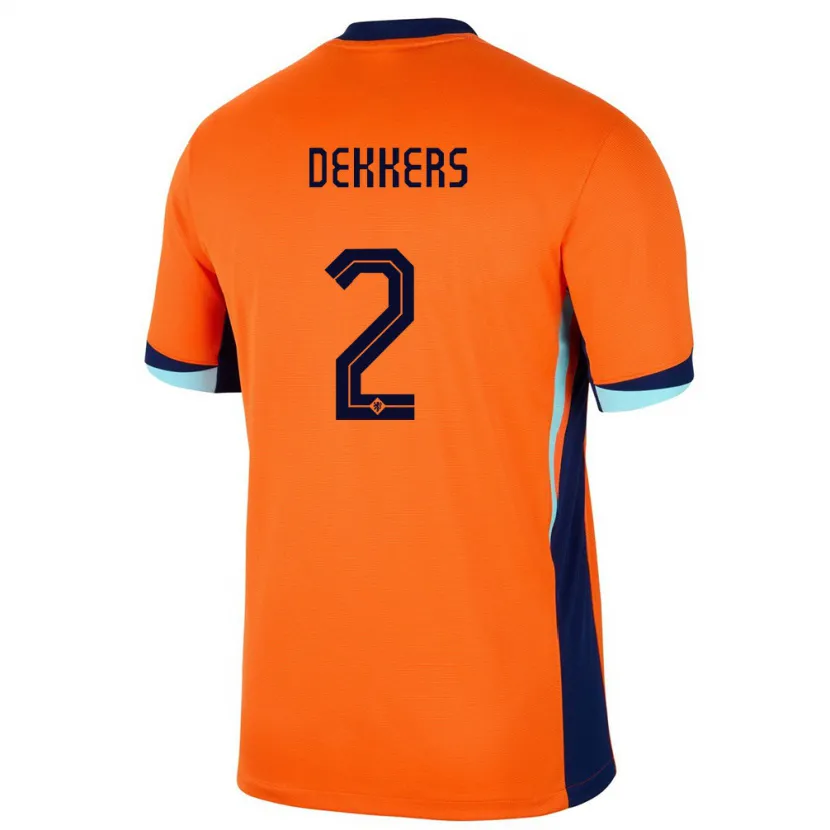 Danxen Mænd Holland Sem Dekkers #2 Orange Hjemmebane Spillertrøjer 24-26 Trøje T-Shirt