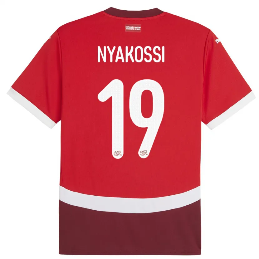Danxen Mænd Schweiz Roggerio Nyakossi #19 Rød Hjemmebane Spillertrøjer 24-26 Trøje T-Shirt
