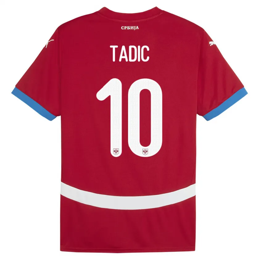 Danxen Mænd Serbien Dusan Tadic #10 Rød Hjemmebane Spillertrøjer 24-26 Trøje T-Shirt