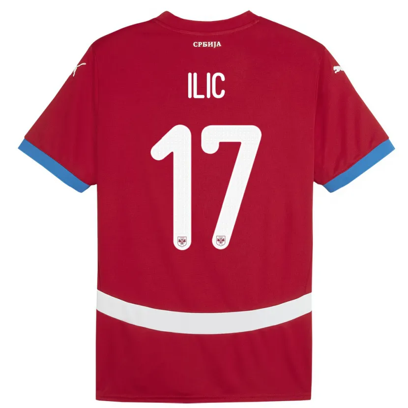 Danxen Mænd Serbien Ivan Ilic #17 Rød Hjemmebane Spillertrøjer 24-26 Trøje T-Shirt