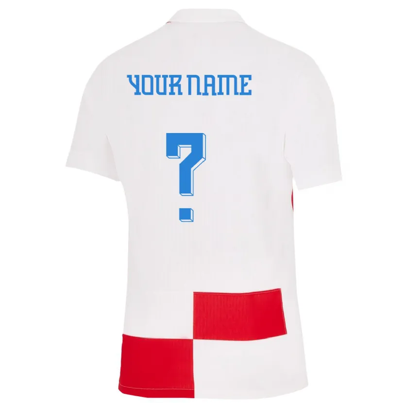 Danxen Mænd Kroatien Dit Navn #0 Hvid Rød Hjemmebane Spillertrøjer 24-26 Trøje T-Shirt