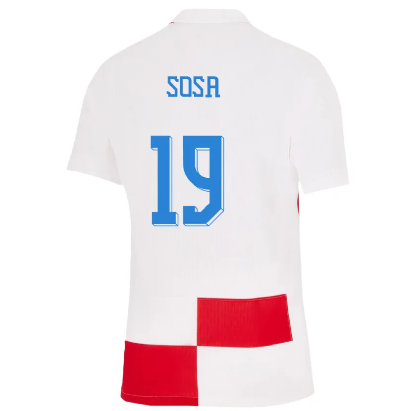 Danxen Mænd Kroatien Borna Sosa #19 Hvid Rød Hjemmebane Spillertrøjer 24-26 Trøje T-Shirt