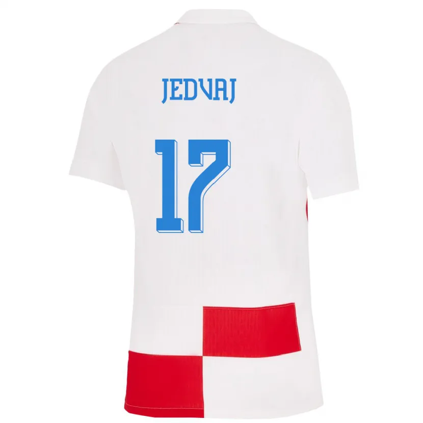 Danxen Mænd Kroatien Karla Jedvaj #17 Hvid Rød Hjemmebane Spillertrøjer 24-26 Trøje T-Shirt