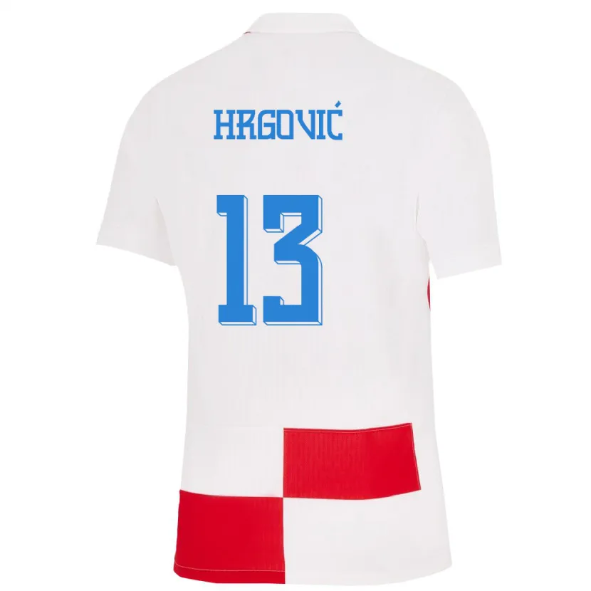 Danxen Mænd Kroatien Simun Hrgovic #13 Hvid Rød Hjemmebane Spillertrøjer 24-26 Trøje T-Shirt