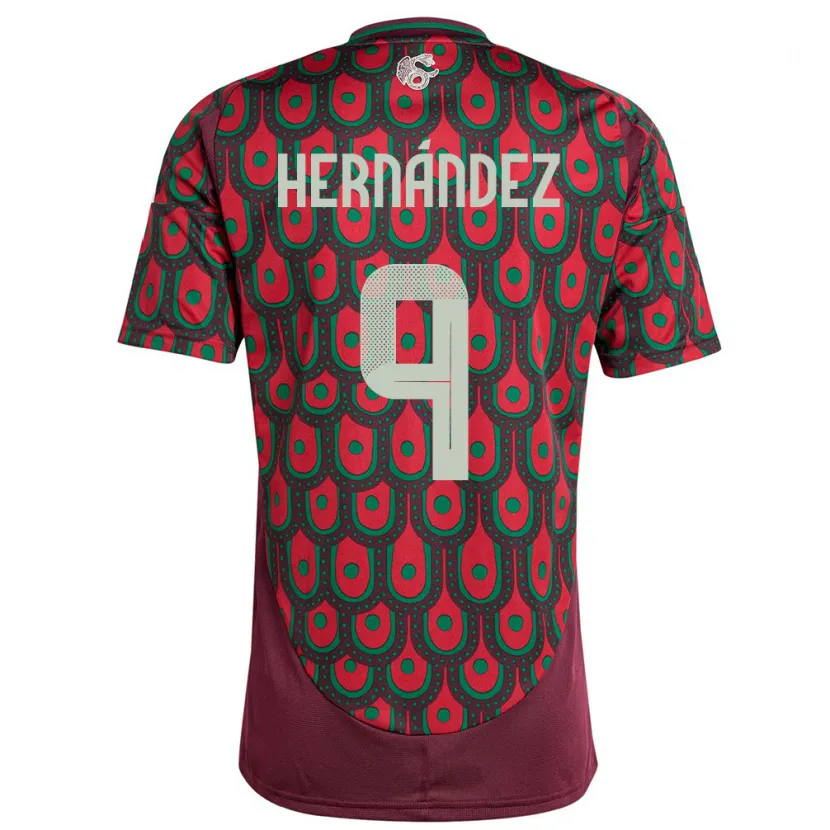 Danxen Mænd Mexico Jesus Hernandez #9 Rødbrun Hjemmebane Spillertrøjer 24-26 Trøje T-Shirt