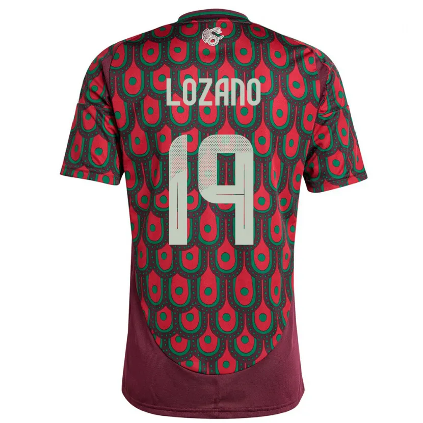 Danxen Mænd Mexico Esteban Lozano #19 Rødbrun Hjemmebane Spillertrøjer 24-26 Trøje T-Shirt