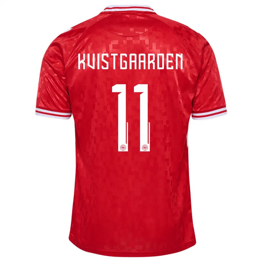 Danxen Mænd Danmark Mathias Kvistgaarden #11 Rød Hjemmebane Spillertrøjer 24-26 Trøje T-Shirt
