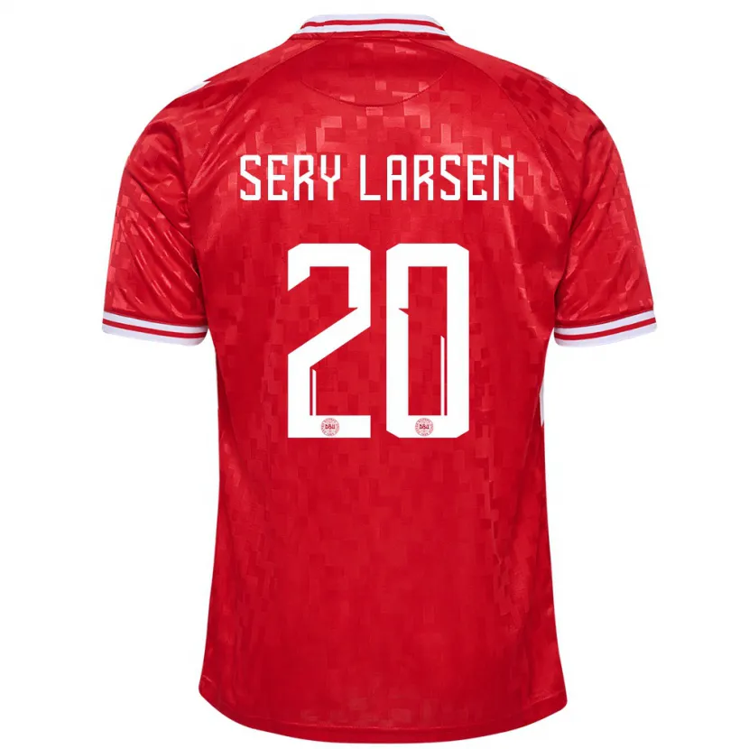 Danxen Mænd Danmark Japhet Sery Larsen #20 Rød Hjemmebane Spillertrøjer 24-26 Trøje T-Shirt