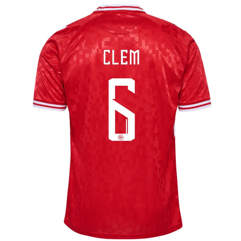 Danxen Mænd Danmark William Clem #6 Rød Hjemmebane Spillertrøjer 24-26 Trøje T-Shirt