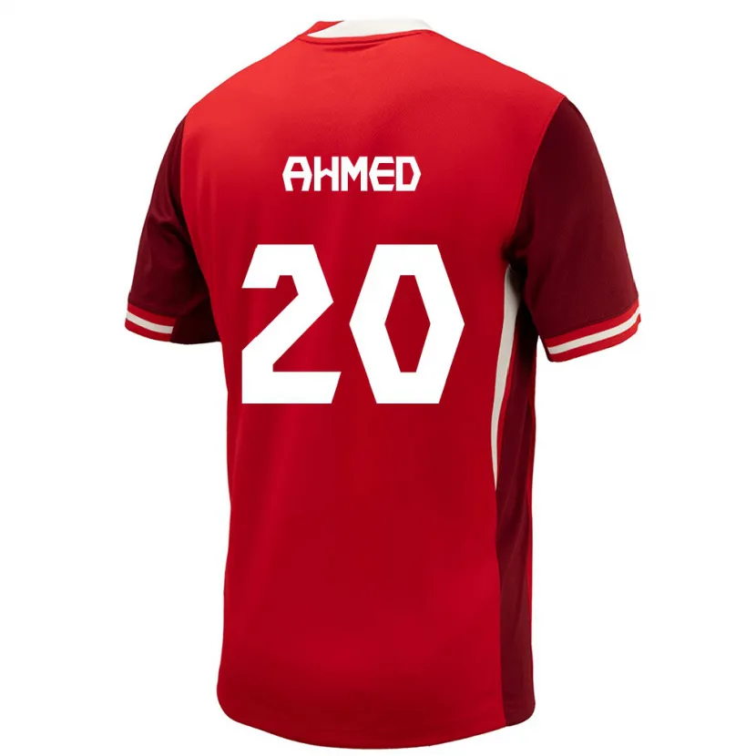 Danxen Mænd Canada Ali Ahmed #20 Rød Hjemmebane Spillertrøjer 24-26 Trøje T-Shirt