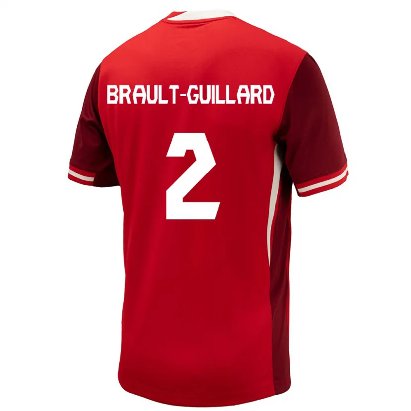 Danxen Mænd Canada Zachary Brault-Guillard #2 Rød Hjemmebane Spillertrøjer 24-26 Trøje T-Shirt