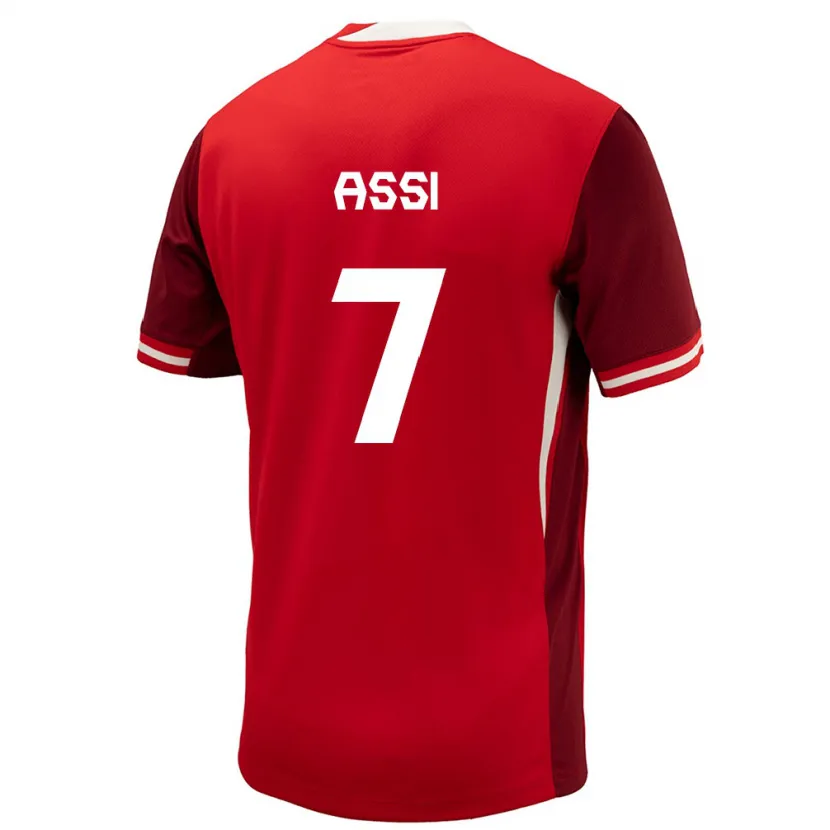 Danxen Mænd Canada Jean-Aniel Assi #7 Rød Hjemmebane Spillertrøjer 24-26 Trøje T-Shirt