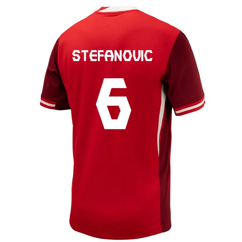 Danxen Mænd Canada Lazar Stefanovic #6 Rød Hjemmebane Spillertrøjer 24-26 Trøje T-Shirt