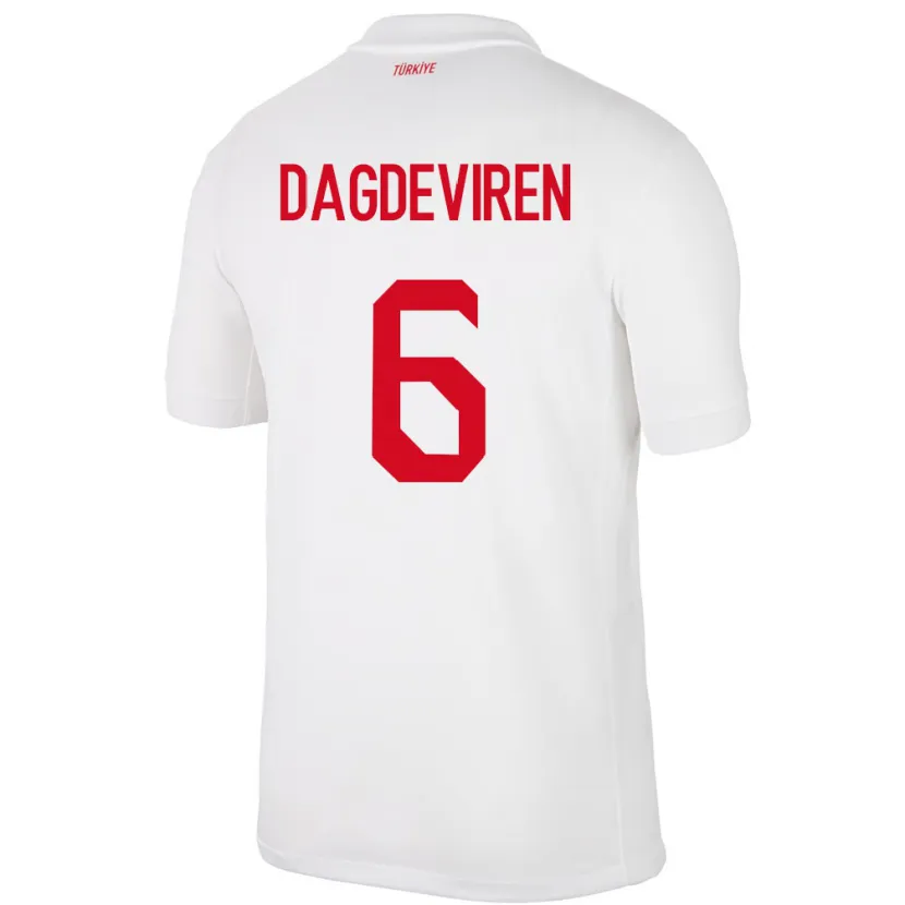 Danxen Mænd Tyrkiet Diren Dağdeviren #6 Hvid Hjemmebane Spillertrøjer 24-26 Trøje T-Shirt