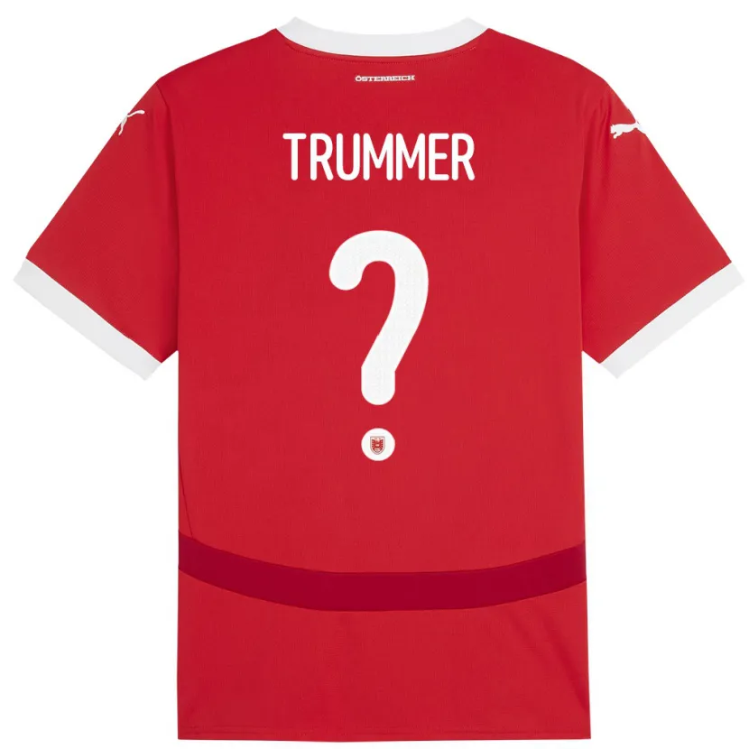 Danxen Mænd Østrig Tim Trummer #0 Rød Hjemmebane Spillertrøjer 24-26 Trøje T-Shirt