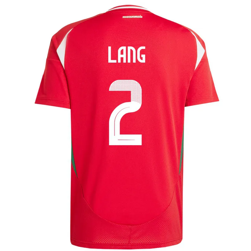 Danxen Mænd Ungarn Ádám Lang #2 Rød Hjemmebane Spillertrøjer 24-26 Trøje T-Shirt