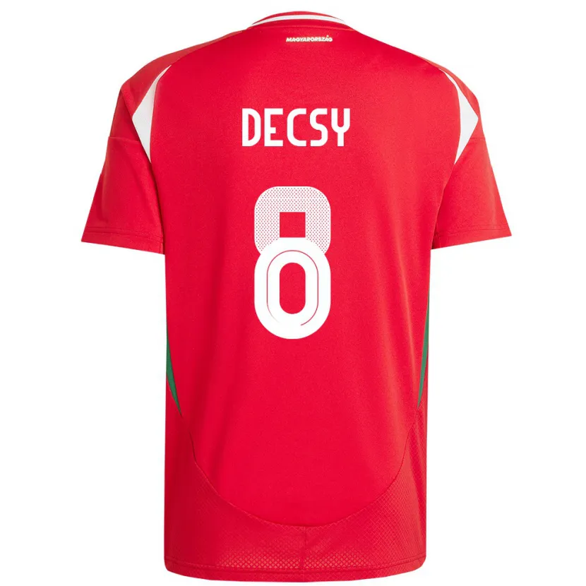 Danxen Mænd Ungarn Ádám Décsy #8 Rød Hjemmebane Spillertrøjer 24-26 Trøje T-Shirt
