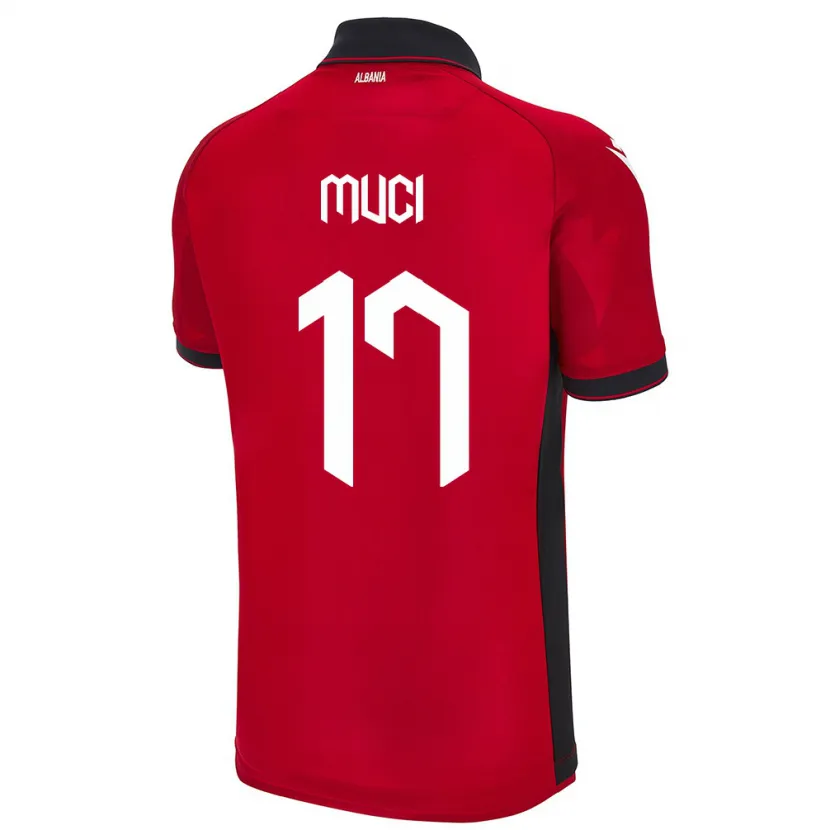Danxen Mænd Albanien Ernest Muci #17 Rød Hjemmebane Spillertrøjer 24-26 Trøje T-Shirt