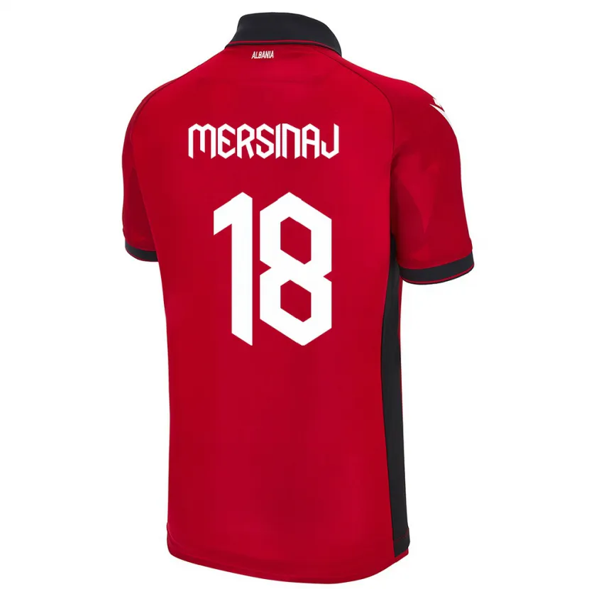 Danxen Mænd Albanien Jon Mersinaj #18 Rød Hjemmebane Spillertrøjer 24-26 Trøje T-Shirt