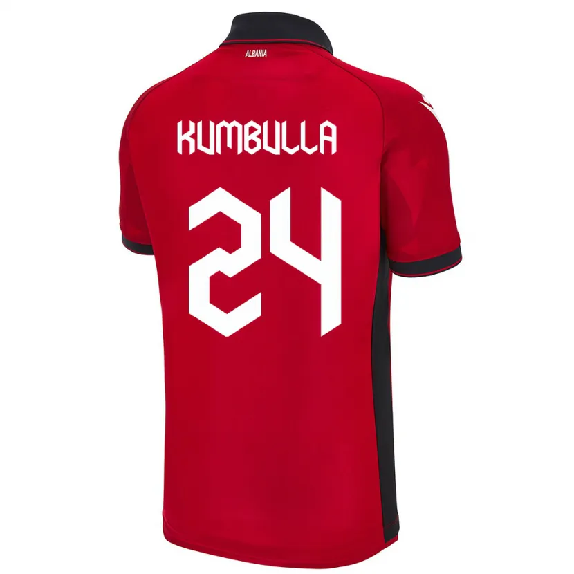 Danxen Mænd Albanien Marash Kumbulla #24 Rød Hjemmebane Spillertrøjer 24-26 Trøje T-Shirt