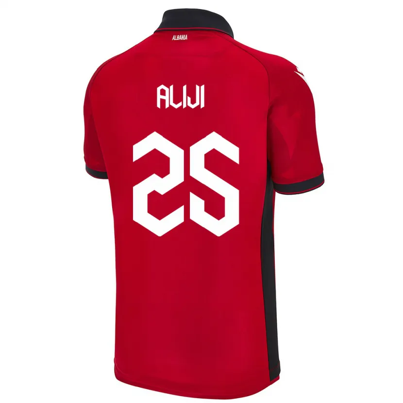 Danxen Mænd Albanien Naser Aliji #25 Rød Hjemmebane Spillertrøjer 24-26 Trøje T-Shirt