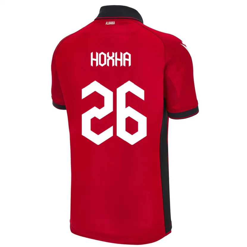 Danxen Mænd Albanien Arbër Hoxha #26 Rød Hjemmebane Spillertrøjer 24-26 Trøje T-Shirt