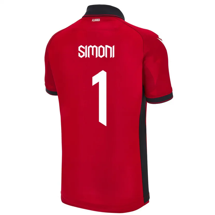 Danxen Mænd Albanien Simon Simoni #1 Rød Hjemmebane Spillertrøjer 24-26 Trøje T-Shirt