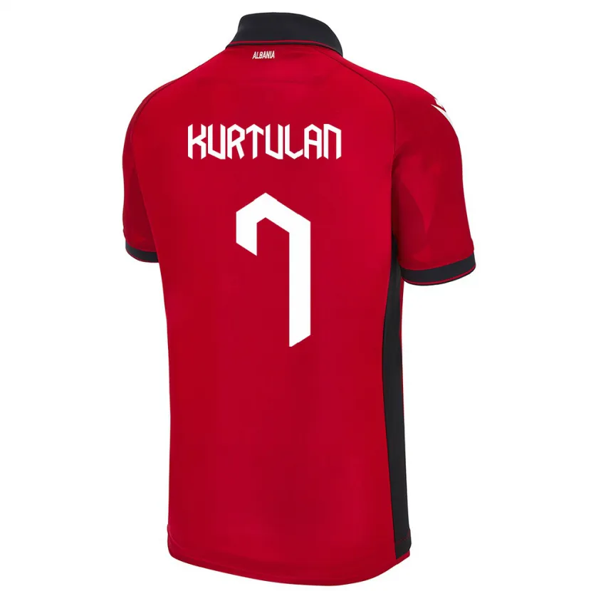Danxen Mænd Albanien Arda Kurtulan #7 Rød Hjemmebane Spillertrøjer 24-26 Trøje T-Shirt