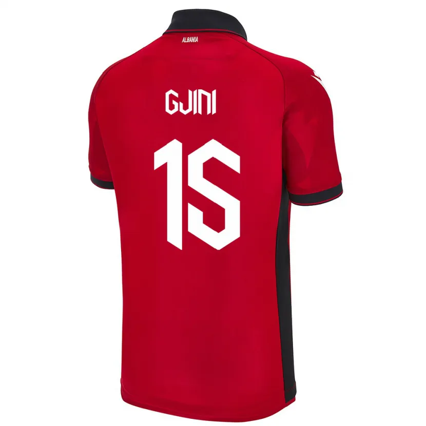 Danxen Mænd Albanien Elmando Gjini #15 Rød Hjemmebane Spillertrøjer 24-26 Trøje T-Shirt