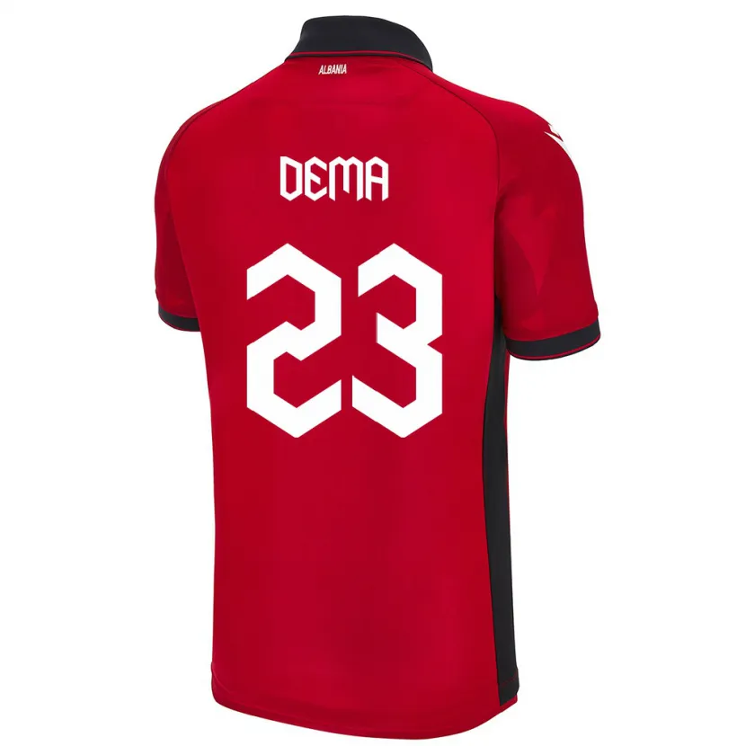 Danxen Mænd Albanien Endri Dema #23 Rød Hjemmebane Spillertrøjer 24-26 Trøje T-Shirt