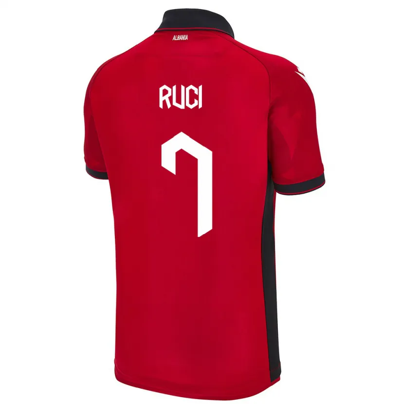 Danxen Mænd Albanien Flamur Ruci #7 Rød Hjemmebane Spillertrøjer 24-26 Trøje T-Shirt