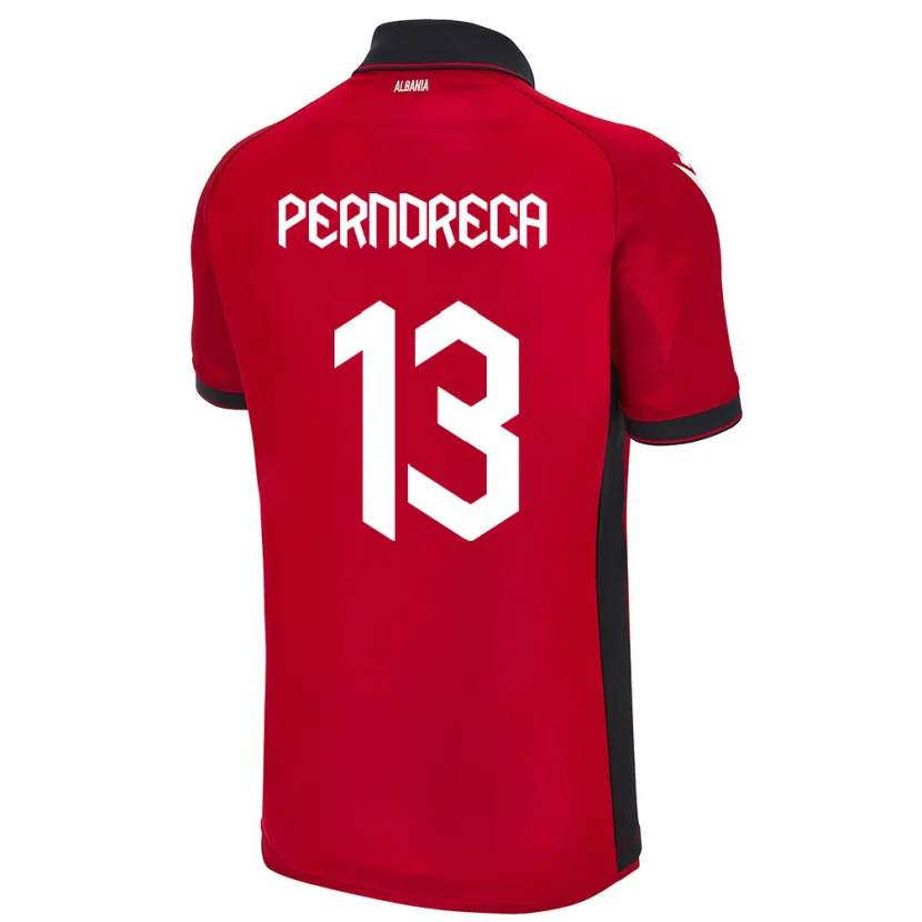 Danxen Mænd Albanien Fabjan Perndreca #13 Rød Hjemmebane Spillertrøjer 24-26 Trøje T-Shirt
