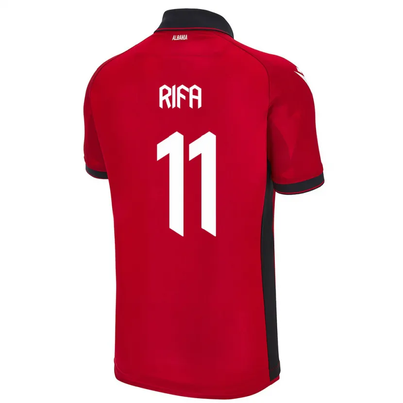 Danxen Mænd Albanien Oresti Rifa #11 Rød Hjemmebane Spillertrøjer 24-26 Trøje T-Shirt