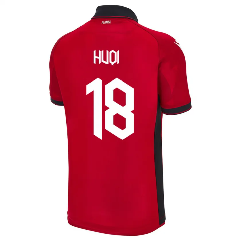Danxen Mænd Albanien Mattia Huqi #18 Rød Hjemmebane Spillertrøjer 24-26 Trøje T-Shirt