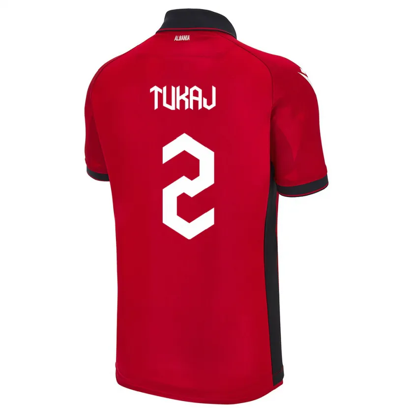 Danxen Mænd Albanien Armera Tukaj #2 Rød Hjemmebane Spillertrøjer 24-26 Trøje T-Shirt