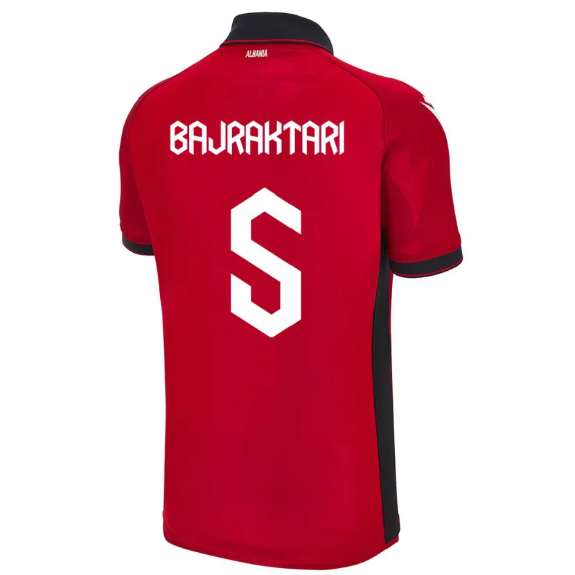 Danxen Mænd Albanien Arbiona Bajraktari #5 Rød Hjemmebane Spillertrøjer 24-26 Trøje T-Shirt