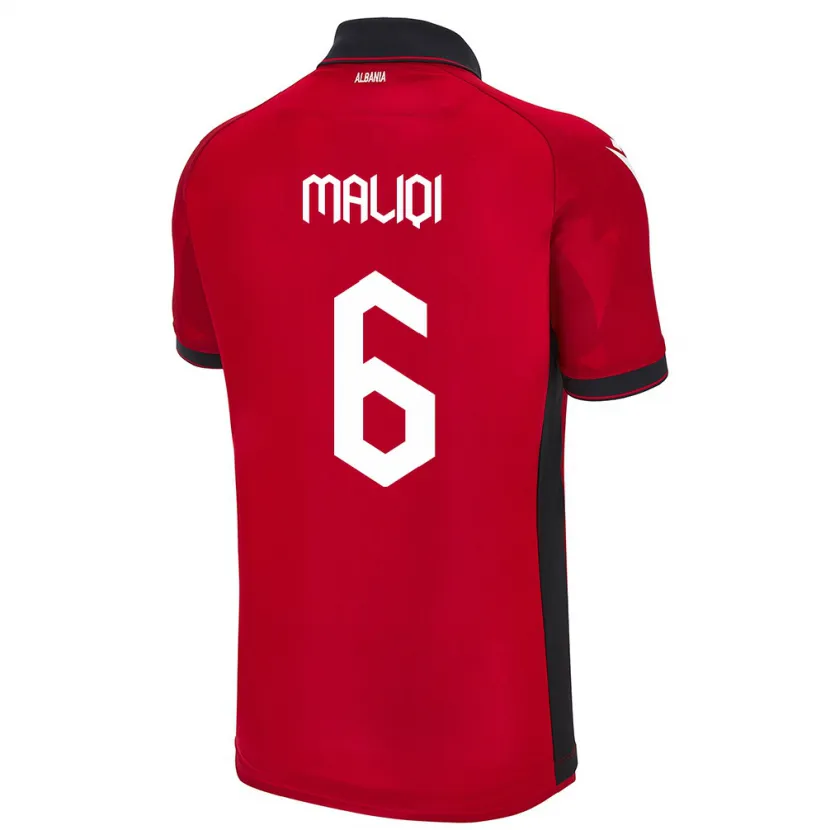 Danxen Mænd Albanien Sara Maliqi #6 Rød Hjemmebane Spillertrøjer 24-26 Trøje T-Shirt
