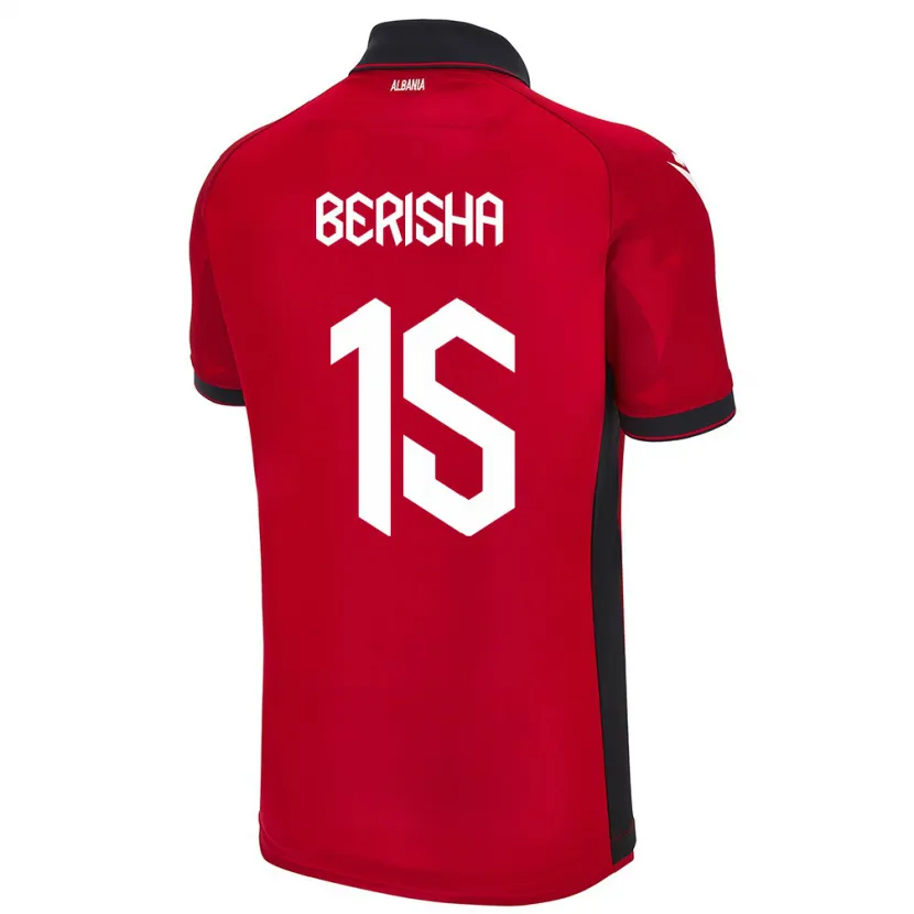 Danxen Mænd Albanien Gresa Berisha #15 Rød Hjemmebane Spillertrøjer 24-26 Trøje T-Shirt