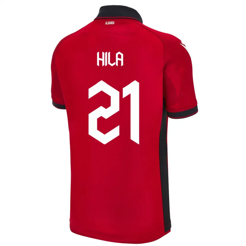 Danxen Mænd Albanien Alma Hila #21 Rød Hjemmebane Spillertrøjer 24-26 Trøje T-Shirt