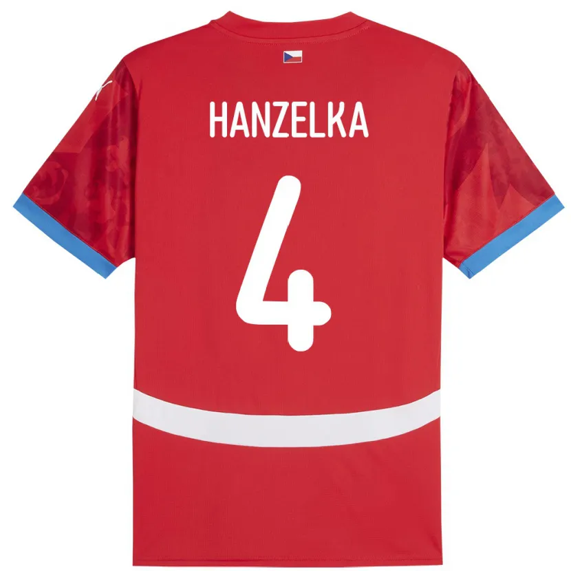 Danxen Mænd Tjekkiet Denis Hanzelka #4 Rød Hjemmebane Spillertrøjer 24-26 Trøje T-Shirt
