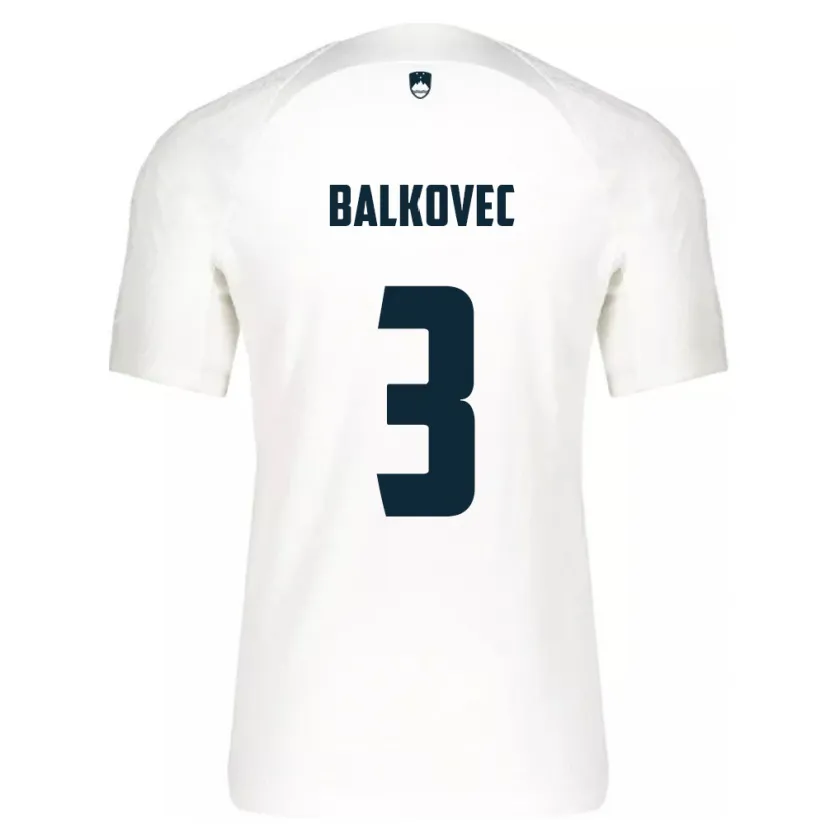 Danxen Mænd Slovenien Jure Balkovec #3 Hvid Hjemmebane Spillertrøjer 24-26 Trøje T-Shirt