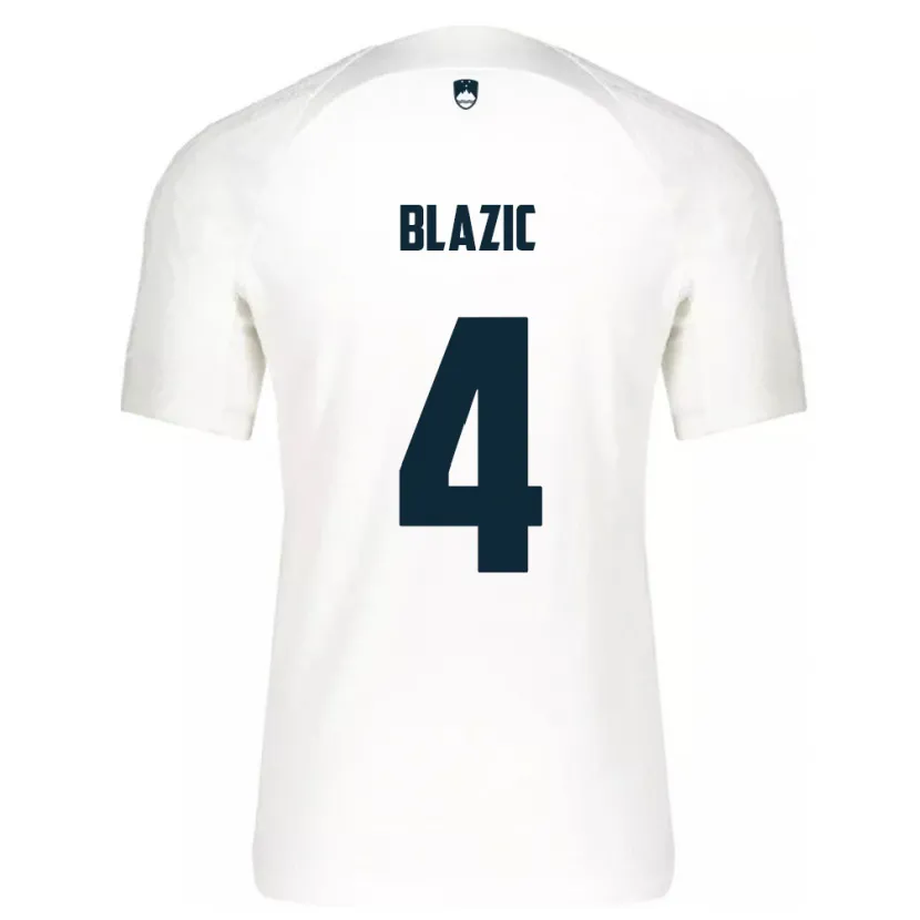 Danxen Mænd Slovenien Miha Blazic #4 Hvid Hjemmebane Spillertrøjer 24-26 Trøje T-Shirt