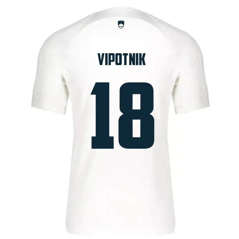 Danxen Mænd Slovenien Zan Vipotnik #18 Hvid Hjemmebane Spillertrøjer 24-26 Trøje T-Shirt