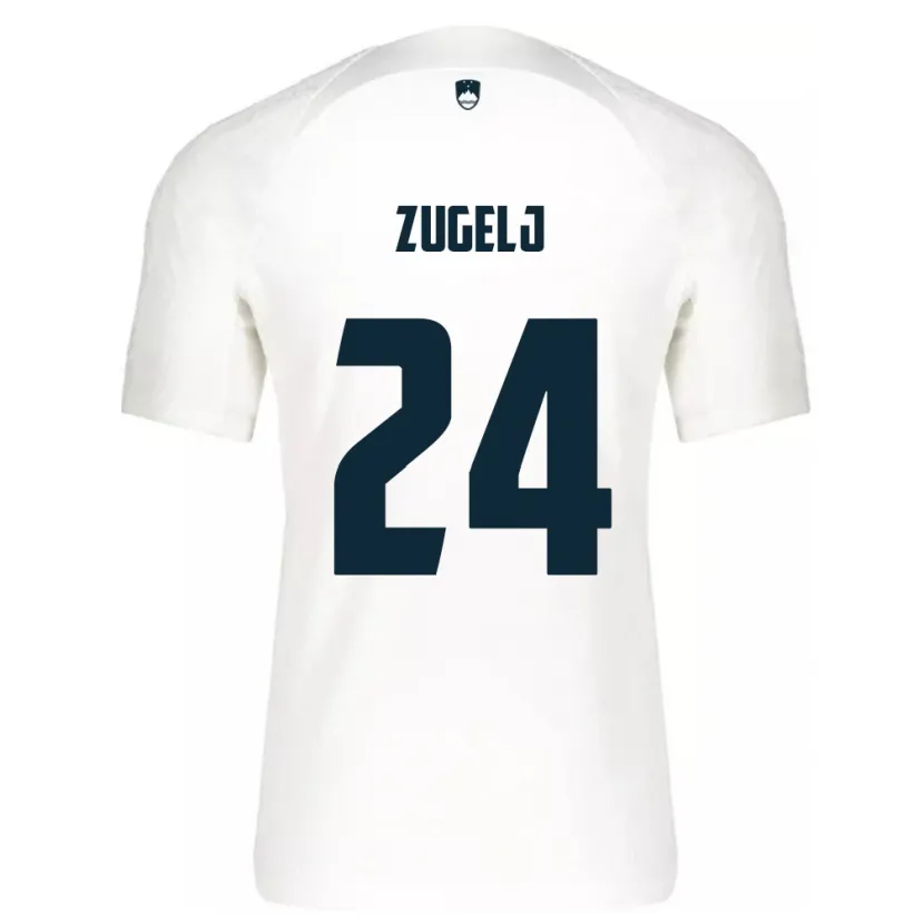 Danxen Mænd Slovenien Nino Zugelj #24 Hvid Hjemmebane Spillertrøjer 24-26 Trøje T-Shirt