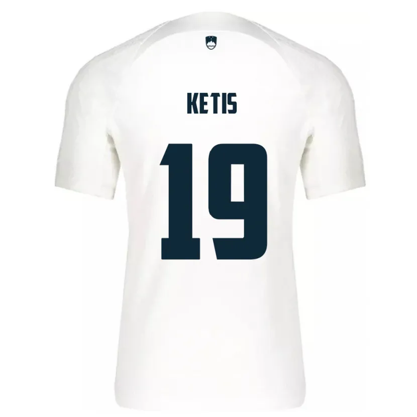 Danxen Mænd Slovenien Sara Ketiš #19 Hvid Hjemmebane Spillertrøjer 24-26 Trøje T-Shirt