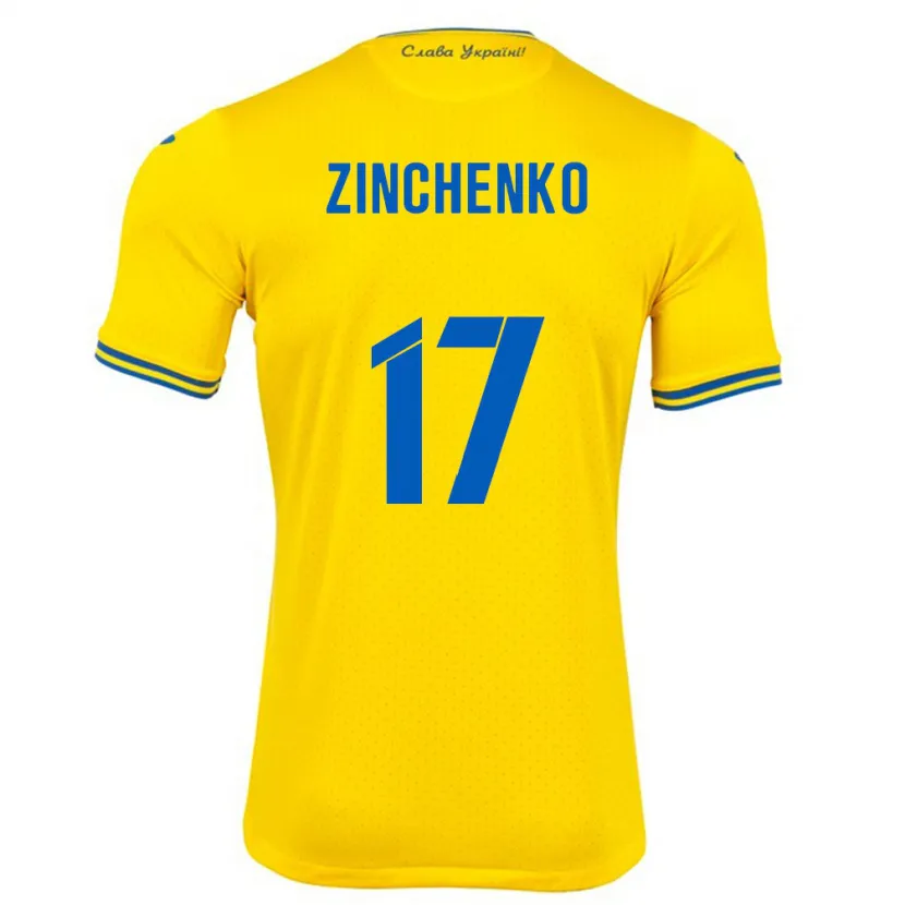 Danxen Mænd Ukraine Oleksandr Zinchenko #17 Gul Hjemmebane Spillertrøjer 24-26 Trøje T-Shirt