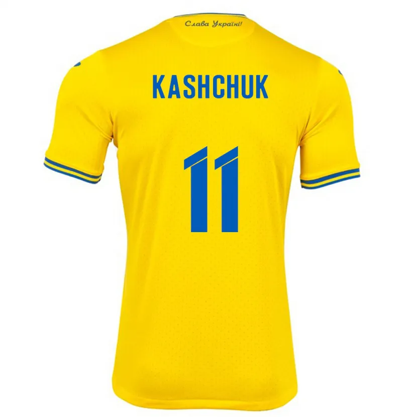 Danxen Mænd Ukraine Oleksiy Kashchuk #11 Gul Hjemmebane Spillertrøjer 24-26 Trøje T-Shirt